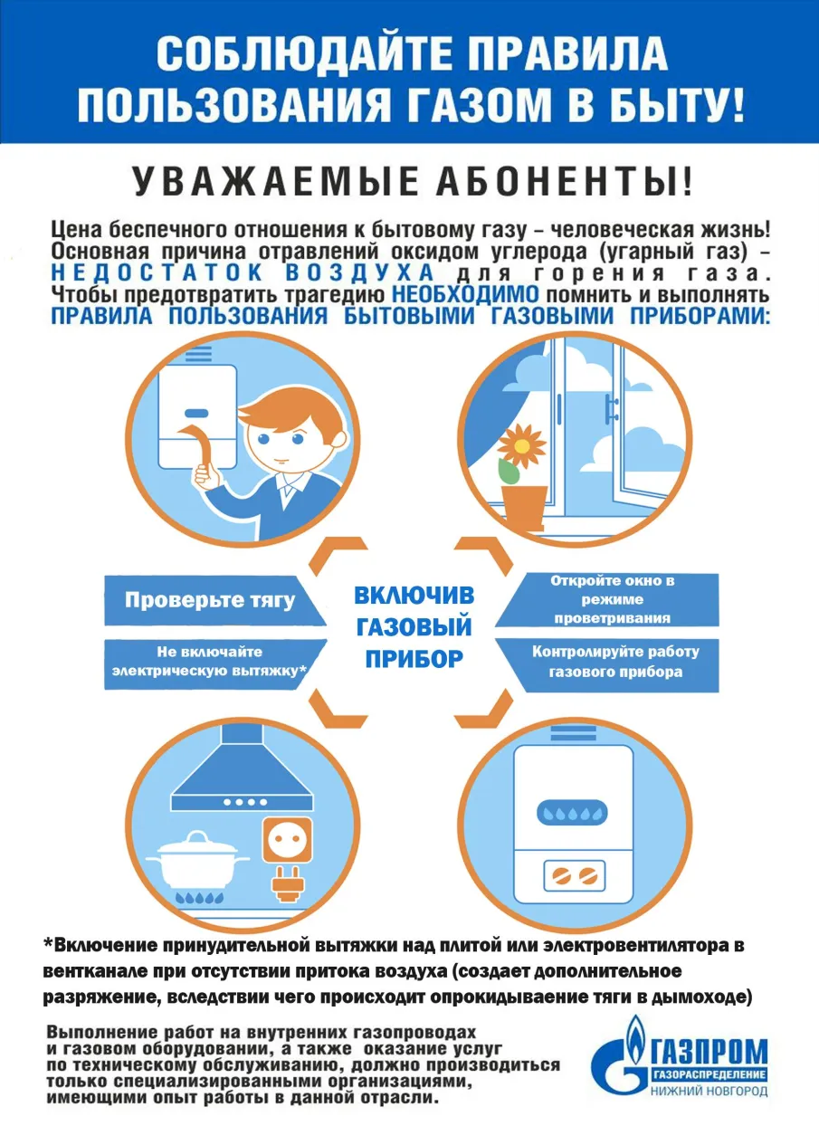 Памятка по использованию газового оборудования