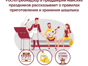 Майские праздники – это традиционное время для отдыха на природе, пикников и открытия сезона шашлыков. Чтобы отдых был безопасным, следуйте рекомендациям Роспотребнадзора: