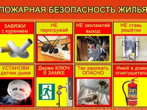 ПАМЯТКА о мерах пожарной безопасности в быту для многоквартирных жилых домов