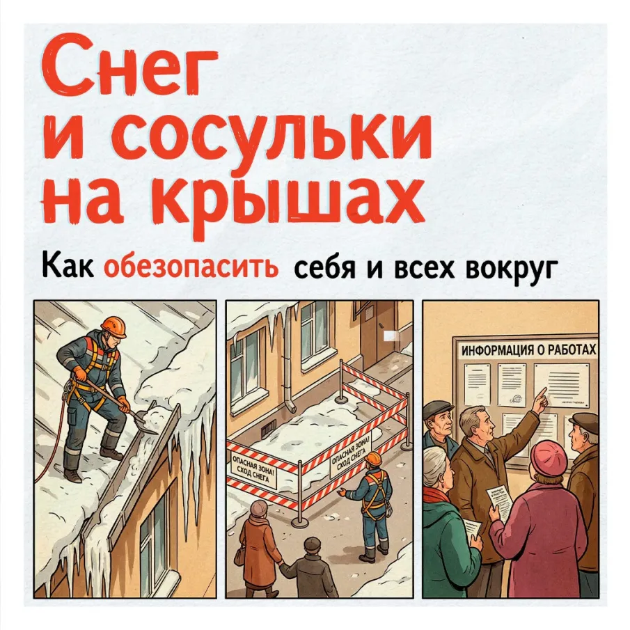Опасность скопления снега и наледи на кровлях зданий - рекомендации для населения